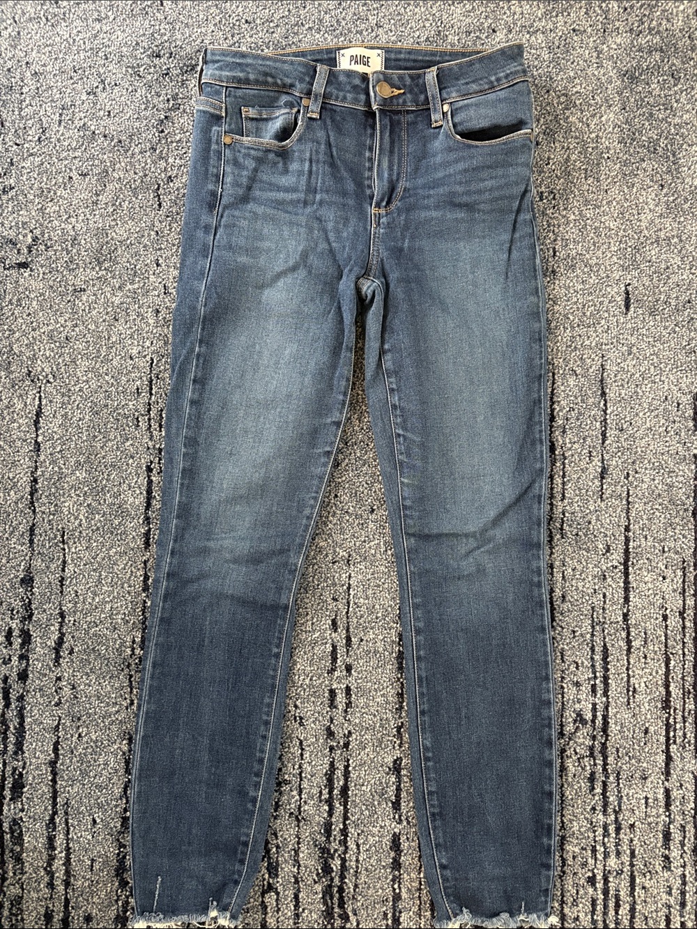 PAIGE Dark Blue Skinny Jeans with Subtle Fade